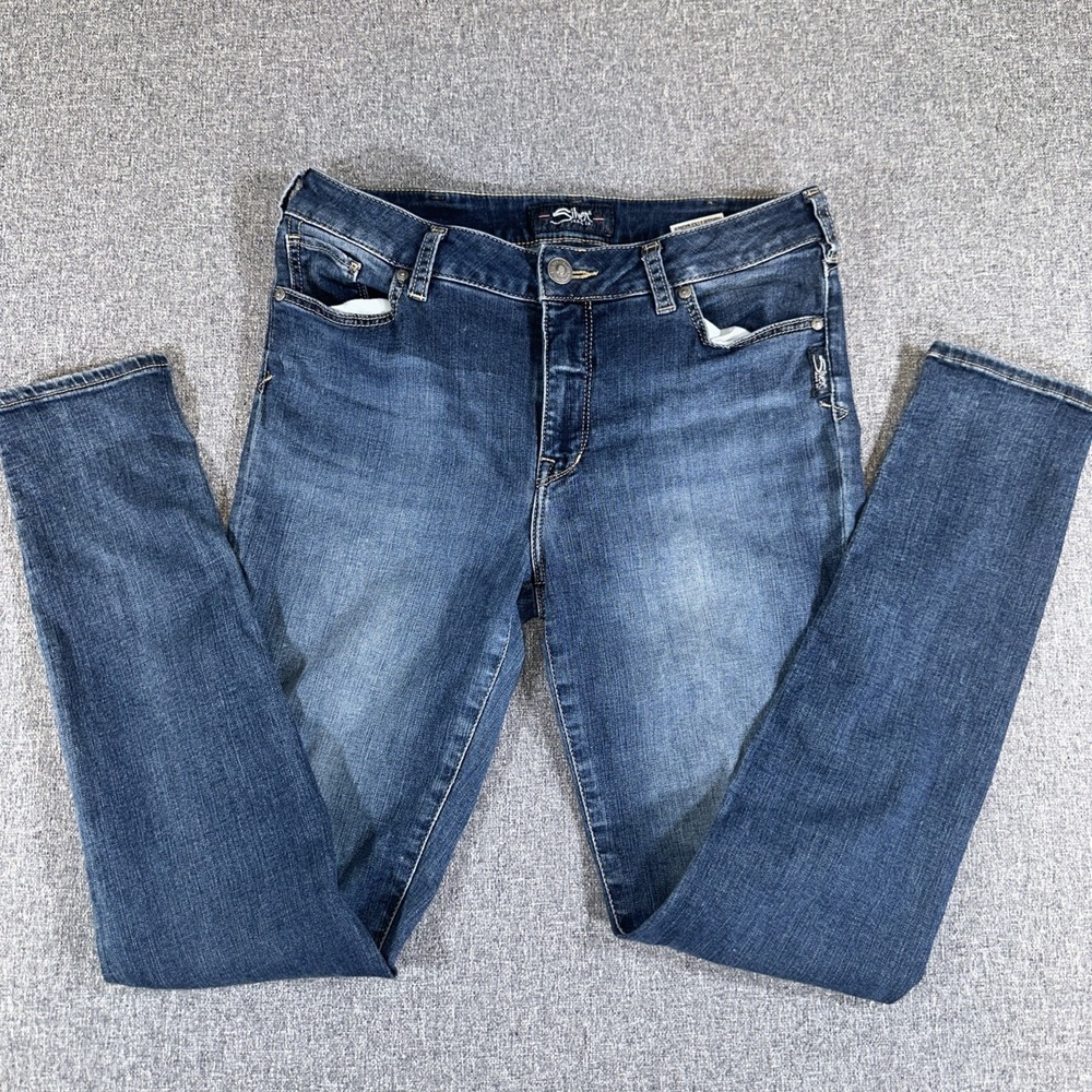 Silver Jeans Co‎ Bleeker Slim Fit Jeans W31 L29 Medium Wash Stretch Denim - Picture 2 of 7